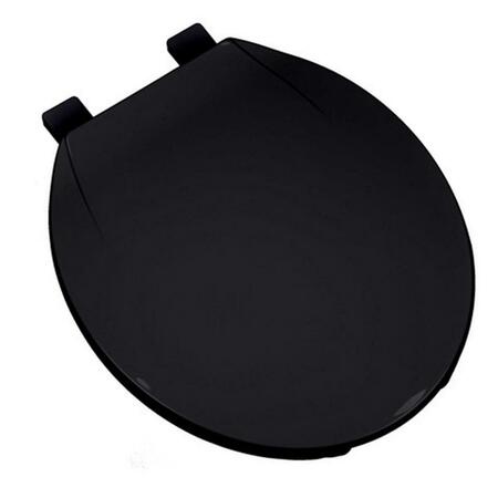 PLUMBING TECHNOLOGIES Deluxe Plastic Round Front Contemporary Design Toilet Seat- Black 3F1R1-90